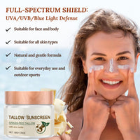 BloomBelle Beef Tallow Sunscreen, Nourishing Face Sun Cream SPF 50, Mineral Sunscreen with Titanium Dioxide, Grass Fed Beef Tallow Skincare for Dry Skin, Lightweight, Non Greasy Refreshing Suncream
