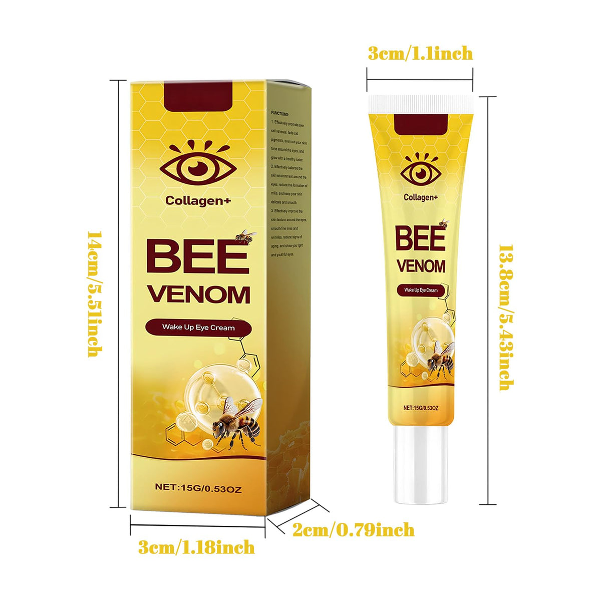 Generic Eye Cream with Collagen, Skin Tightening Cream for Face, Microneedling Serum & Wrinkle Filler, Deeply Moisturizes & Firms Eye Area, Reduces Dark Circles & Puffiness, Lightweight (Eye Cream*2)