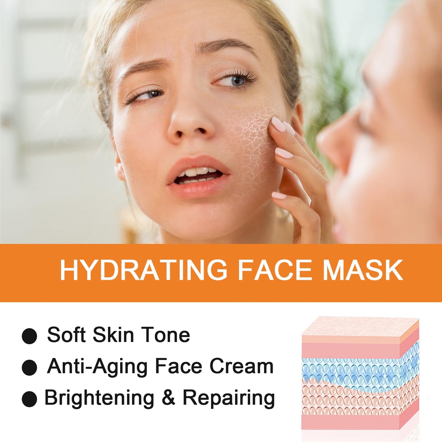 Vitamin C Sleep Overnight Face Mask, Hyaluronic Acid Moisturising Sleeping Mask For Shrink Pore, Hydrating & Brightening Gel Face Mask, Korean Face Mask, Vitamin C Anti Aging Face Cream