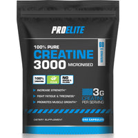 Creatine Capsules x 240 Vegan 3000mg of Unflavoured Creatine Monohydrate per Serving, NO FILLERS & Binders Micronised Pure Creatine Tablets Alternative by PROELITE