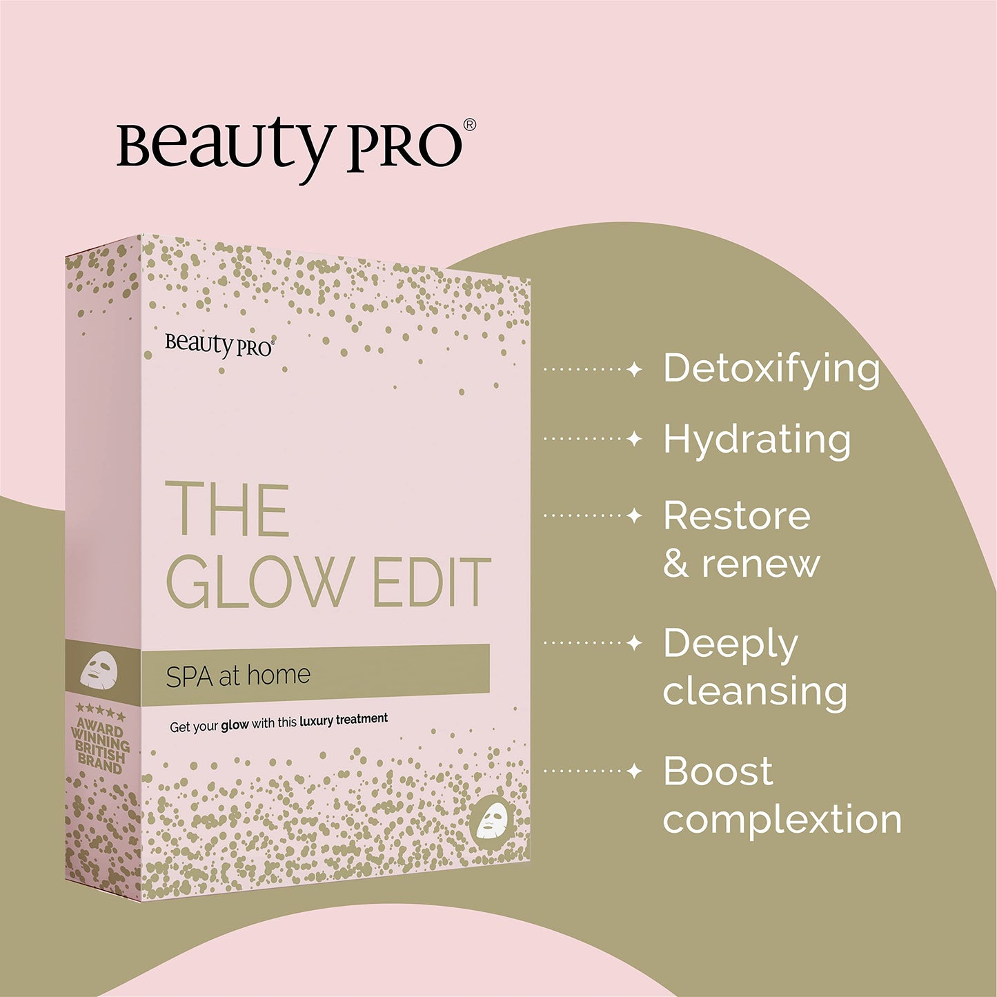 BeautyPro BEAUTYPRO THE GLOW EDIT Spa at Home with 2 Face Masks & 1 Under Eye Mask | Packed Full of Natural Ingredients | Pamper Hampers for Women | Skin Care Sets & Kits |