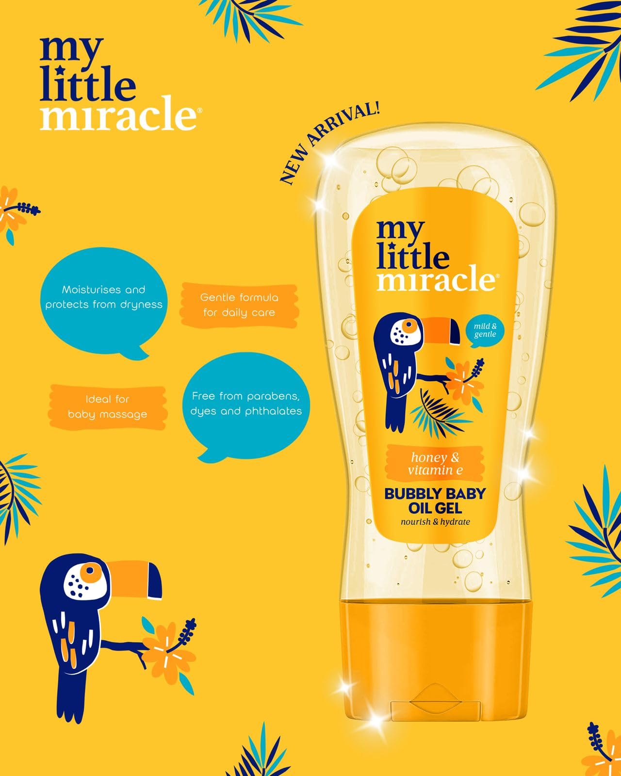 My Little Miracle Bubbly Baby Oil Gel Honey & Vitamin E, Nourish & Hydrate, Prevents Dryness Ideal For Baby Massage 200ml