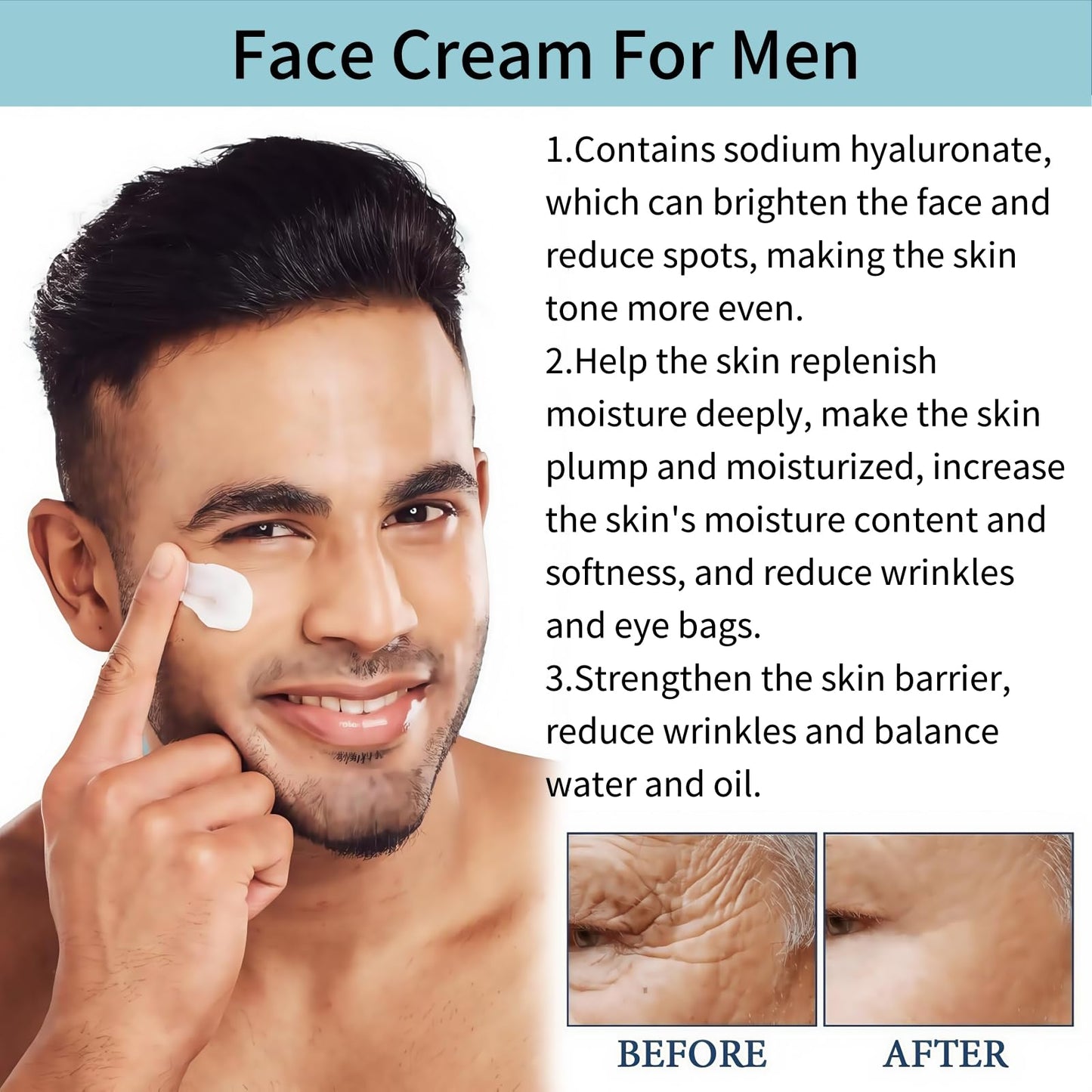 Fankayi Men's Skin Tightening Face Cream,Anti Aging Moisturizer to Reduce Fine Lines and Wrinkles,Facial Cream for Men,Mens Moisturiser Face,Tinted Moisturiser Men,Day & Night Use,Suitable for All Skin Types