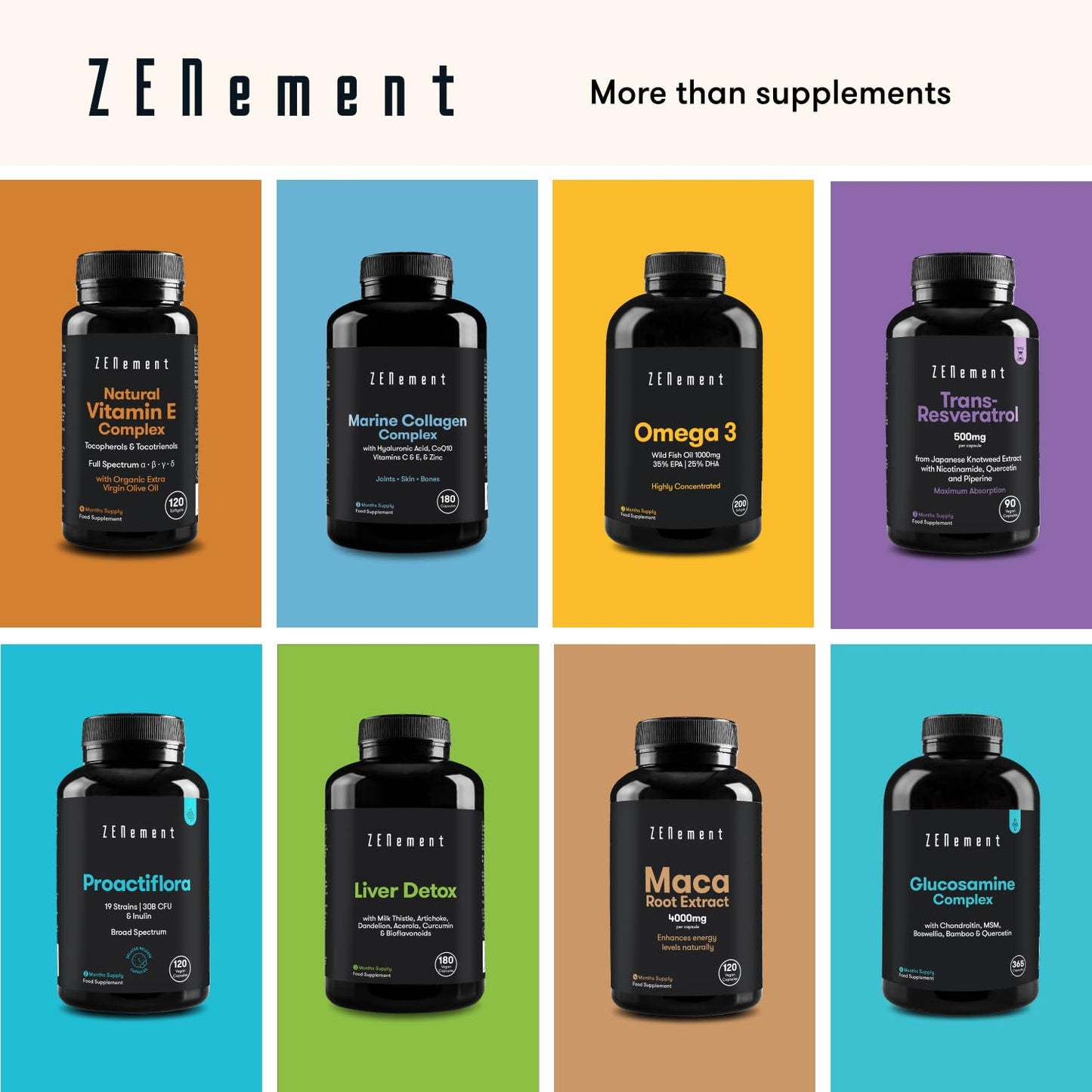 Spermidine, 2mg per Capsule with Vitamin B1 and Zinc | 180 Wheat Germ Extract Capsules | Mitochondrial Rescue, Immune System and Cell Renewal | Vegan, Additives Free | Zenement