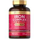 Iron Supplements for Women | with Vitamin B12, Vitamin C and Folic Acid | High Strength 14mg Iron | 90 Vegan Tablets | by Carlyle