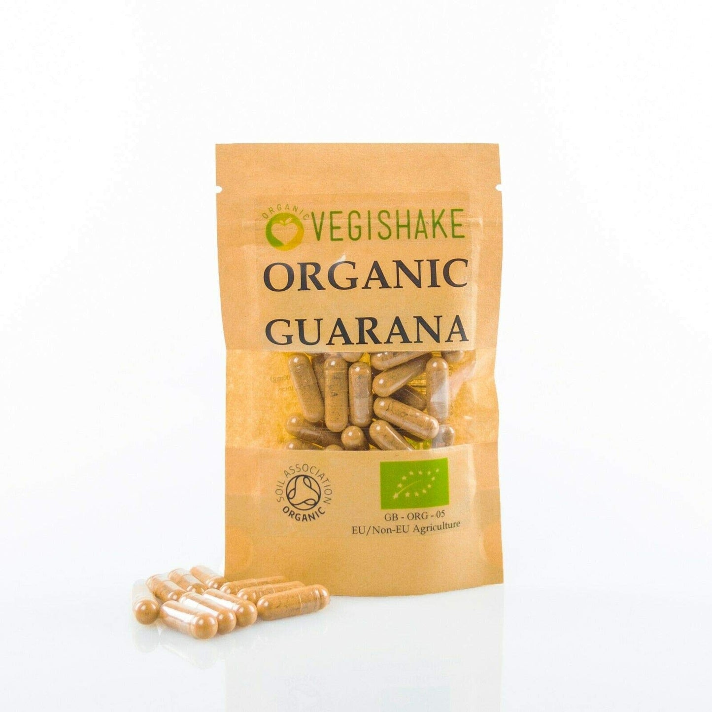 Organic Guarana HPMC Capsules 39g Natural Caffeine per Gram Energy Stamina Vegan Halal Kosher (90 Capsules)