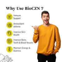 Bionutrica BioCzn- Vitamin C 1000mg and ZinC 25mg- 60 Effervescent Tablets (Pack of 3)- Improve Your Skin Health, Immunity, and Energy Levels | Fast-Acting | Suitable for Vegan & Vegetarian -GMP Certified