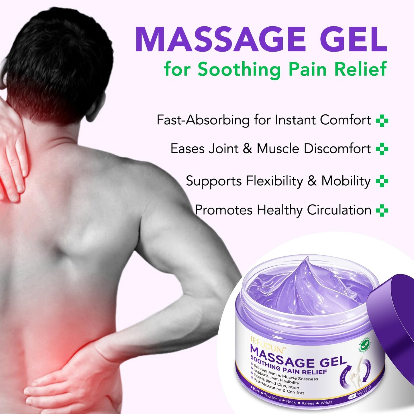 Joint Purple Gel, Natural Safe Purple Relief Soothing Massage Cream, Joint Activities Throughout The Body, Effective Relief for Back, Neck, Hands, Kneel, Waist