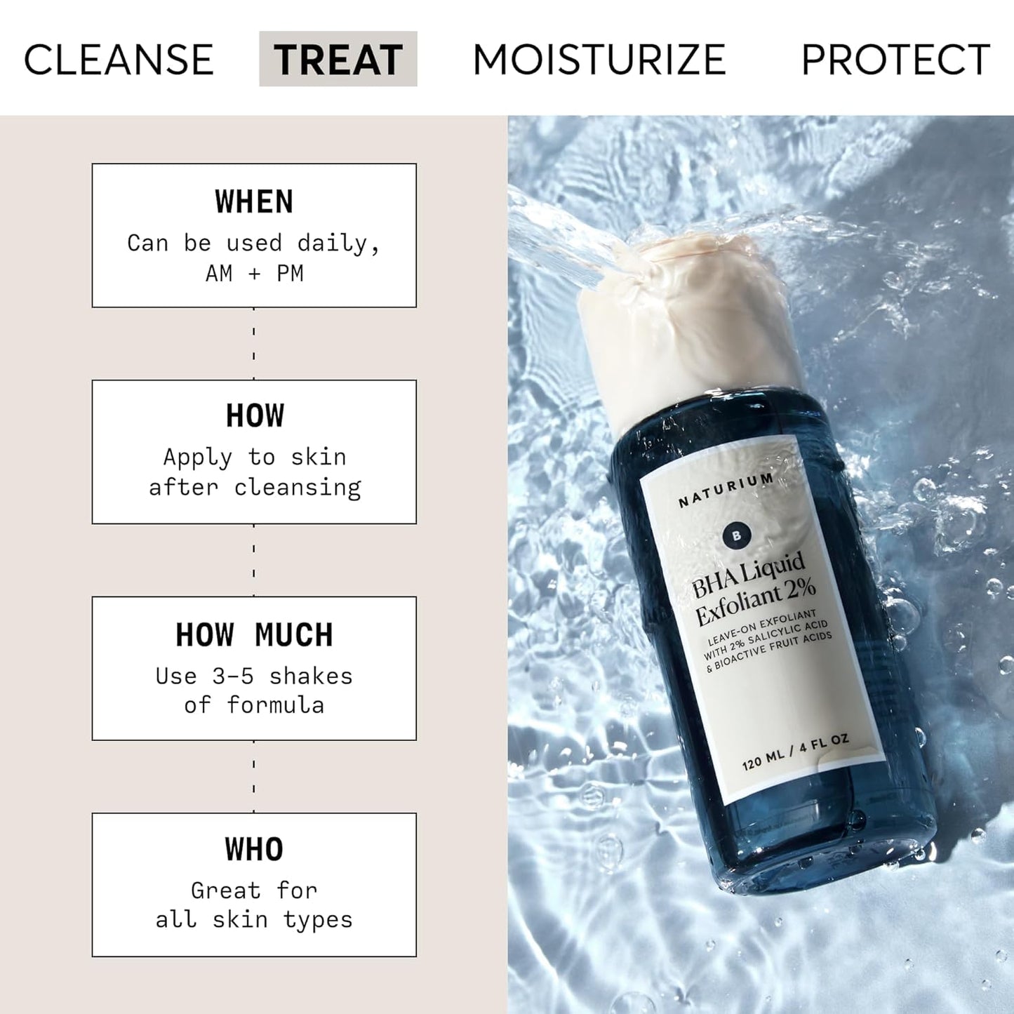 Naturium BHA Liquid Exfoliant 2%, Leave-on Face & Skin Care Pore Exfoliant, with Salicylic Acid & Bioactive Fruit Acids | 4.0 FL OZ / 120 ML