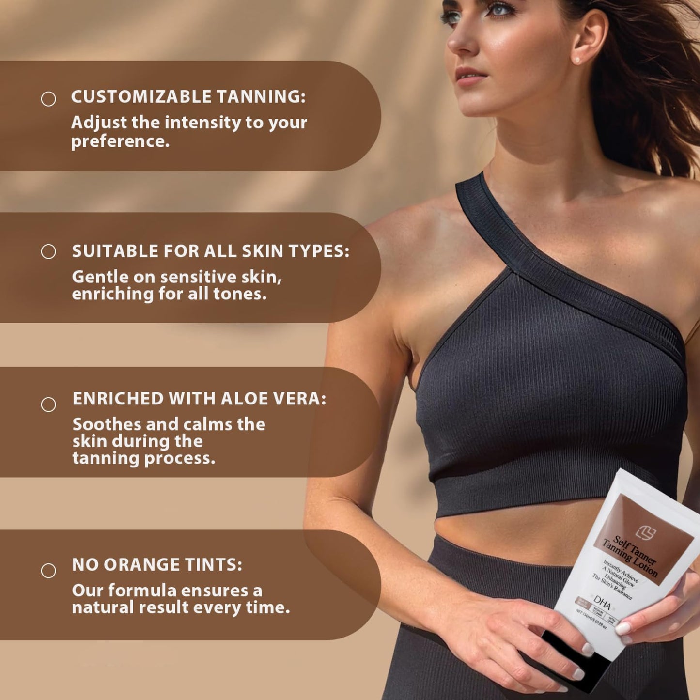 IZBEAUVO Self Tanner Tanning Lotion for Body Glow, Tanning Moisturiser for Face, Tanning Lotion for Deep Hydration, Tinted Tan Moisturiser for Natural Tan, DHA Formula for Instant Glow and Radiance