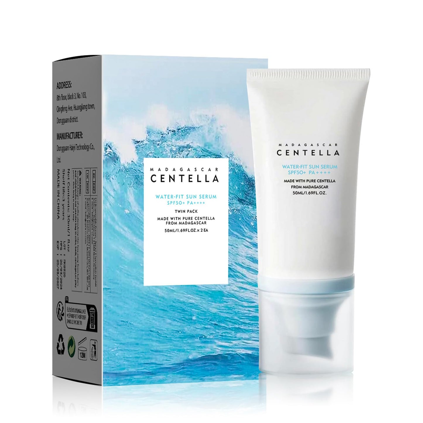 Centella Sun Cream SPF 50, Face Sun Cream SPF 50 For Against UVA & UVB, Korean Sunscreen SPF 50 For Hydrating Suncream Serum, Non Greasy & Refreshing SPF 50 Face Moisturiser, Moisturizing