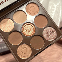 HAORQEE Eyeshadow Palette, Matte Shimmer Nude Eye Shadow Pallets for Women, Brown Long Lasting Shadows Palettes, Waterproof Highly Pigmented Pink Natural Look 9 Colour Eye Shadows for Makeup