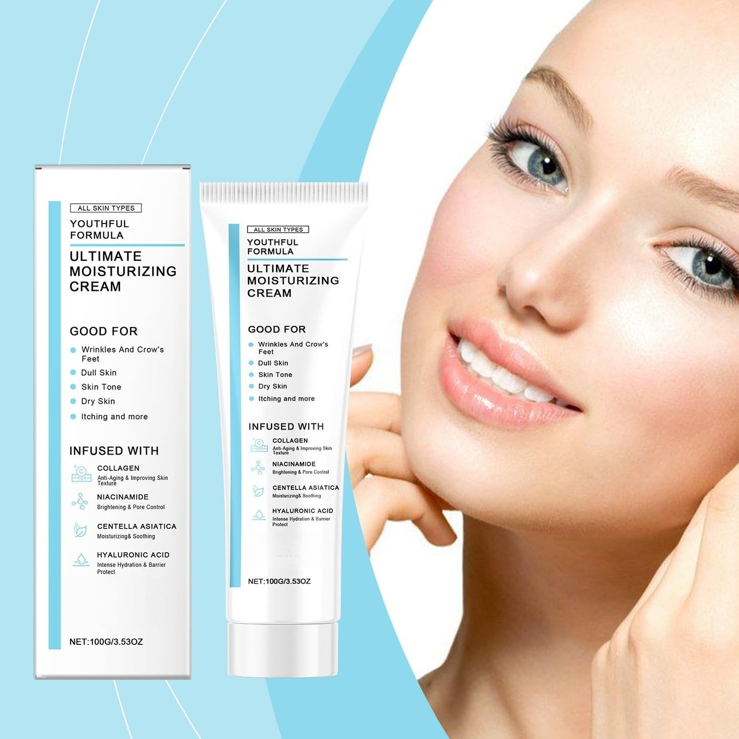QinZiEn Youthful Formula Ultimate Moisturizing Cream,Moisturiser Face Women,Anti Wrinkle Face Cream,Calming F-ace Moisturizer,Repairing Fa-ce Moisturizer,Hydrating Mo-isturiser F-ace