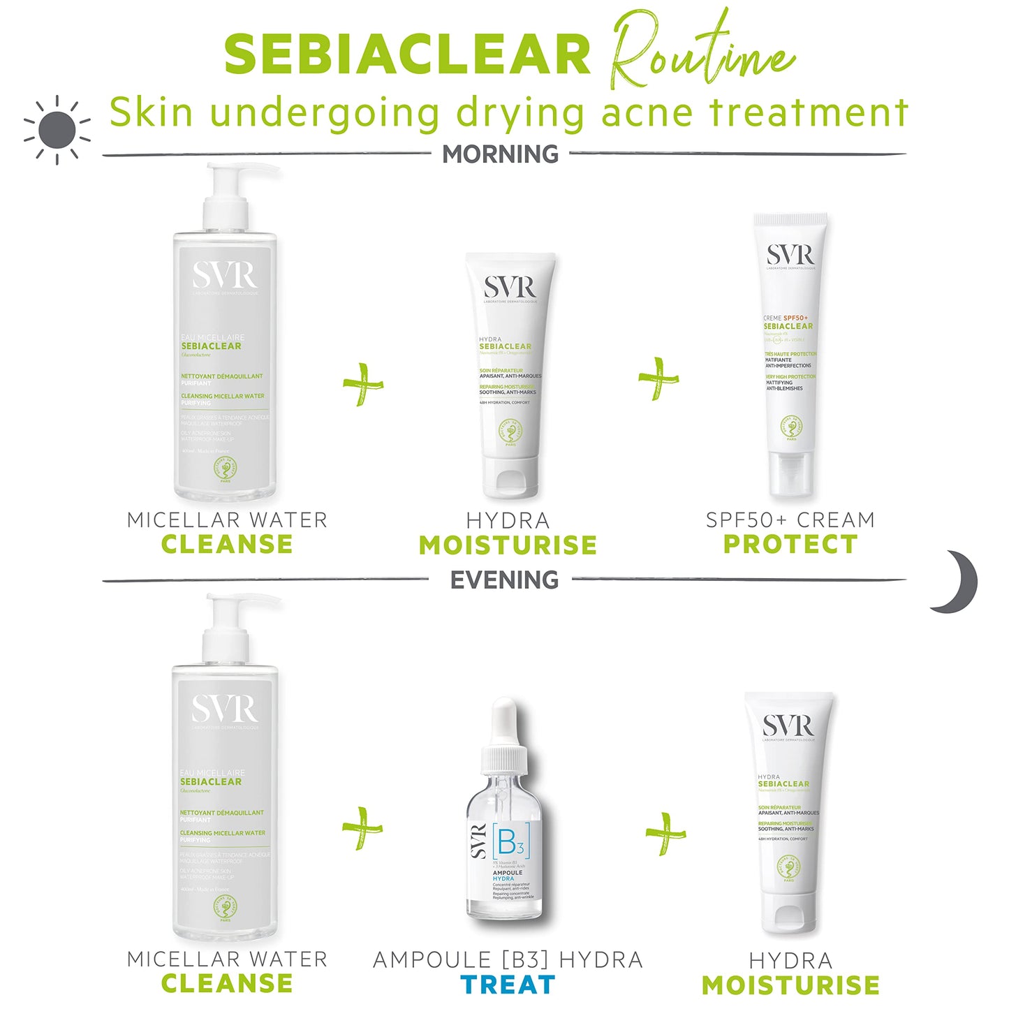 SVR SEBIACLEAR Hydra - Soothing 48hr Hydrating Face Cream for Acne-Prone, Oily, Combination Skin, Post-Acne Treatment Repairing Non-Comedogenic Moistiriser, 40ml