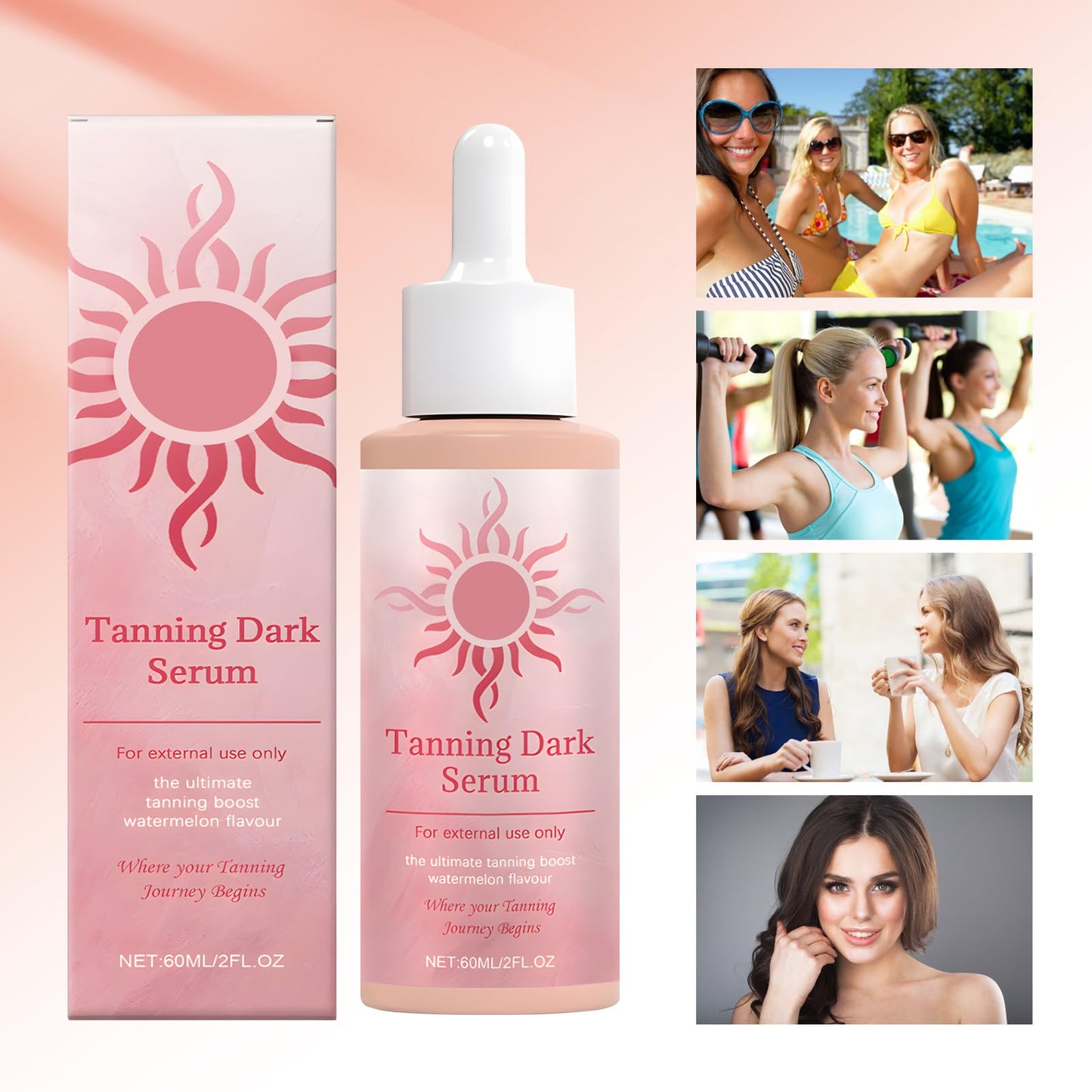 Sunless Tanning Drops 60 ml, Promotes Skin Health and Pigmentation, Natural Ingredients, Moisturizing Skin, Makes Skin Smooth and Elastic, for Face and Body