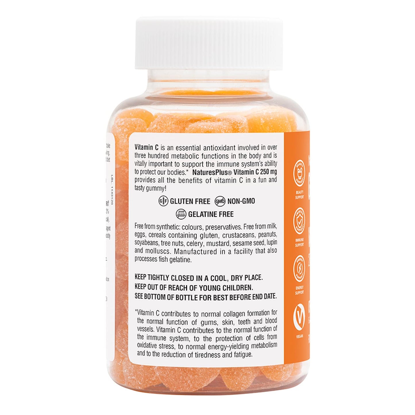 Nature's Plus NaturesPlus Gummies Vitamin C Orange - Nutritious and Delicious Gummies for Collagen, Immune Function - Vegan, Gluten Free, Non-GMO - 75 Gummies
