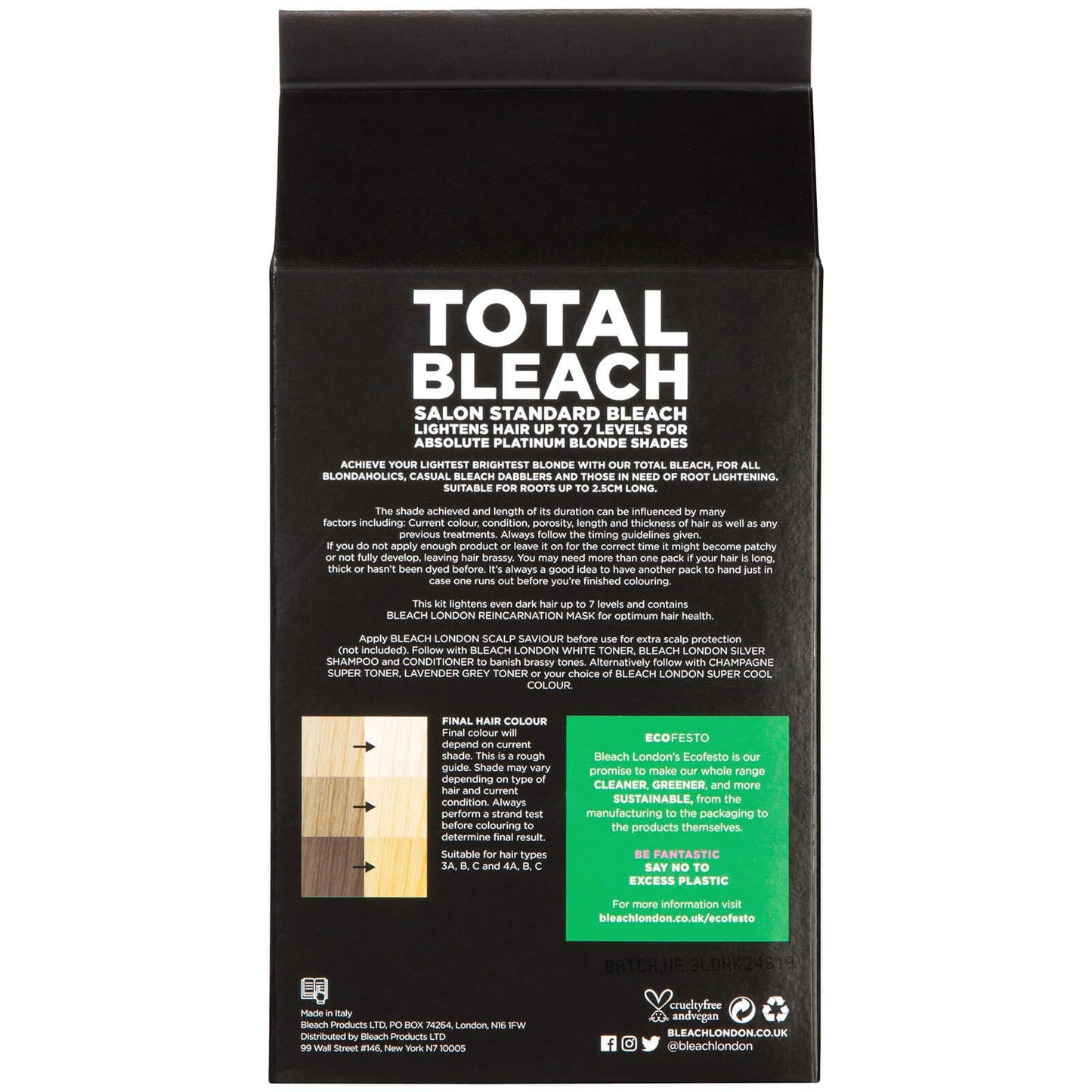 (Pack of 3) Bleach London Total Bleach hair Kit & White Toner hair Kit & White Heat Hair Colourant 150ml