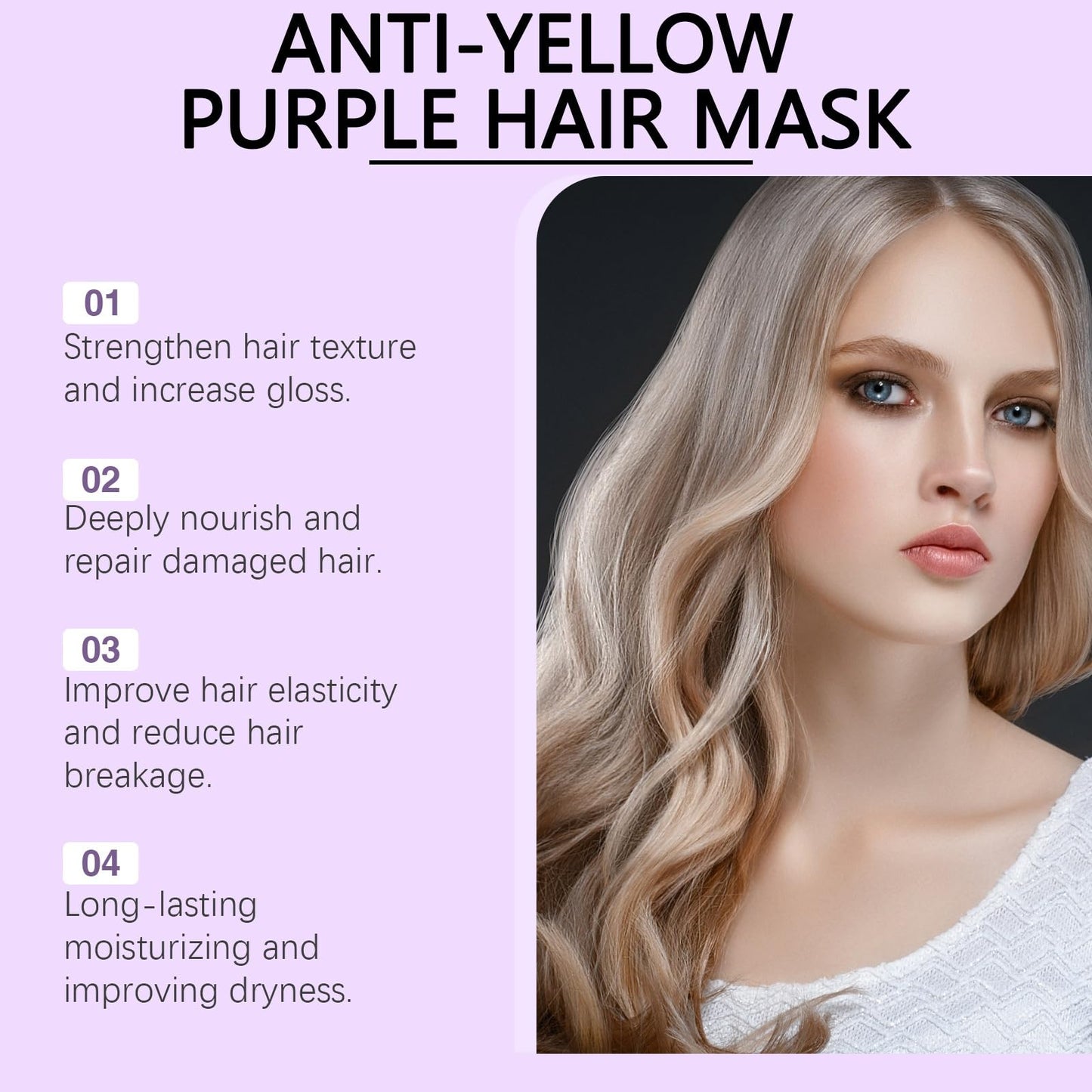 100g Purple Hair Mask,Neutralizes Yellow Tones Deep Nourish Brighten Hair,Deep Conditioning Purple Keratin Hair Mask,Add Shine,Cool Tone,Lighten & Soften,Hair Treatments for Dry Damaged Hair