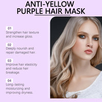100g Purple Hair Mask,Neutralizes Yellow Tones Deep Nourish Brighten Hair,Deep Conditioning Purple Keratin Hair Mask,Add Shine,Cool Tone,Lighten & Soften,Hair Treatments for Dry Damaged Hair