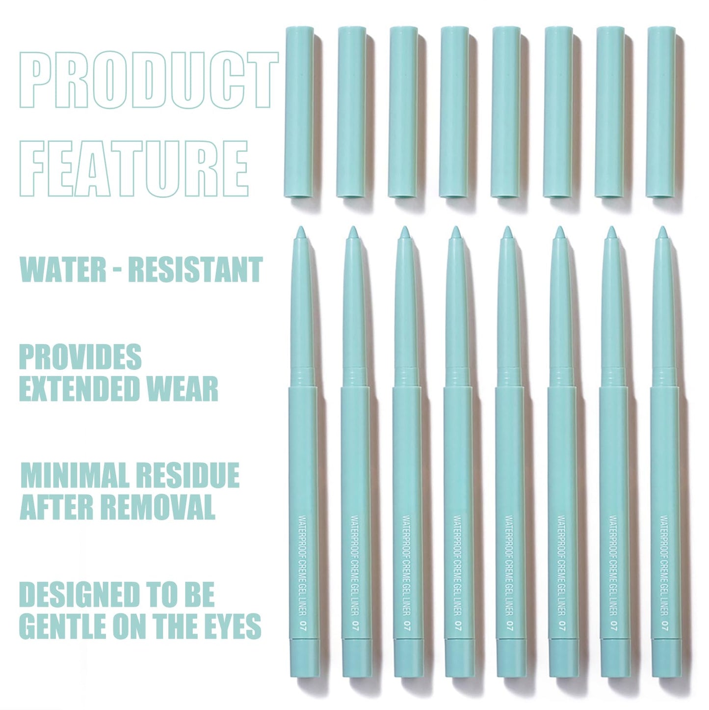 Maggikey Matte Gel Colored Eyeliner, Provides Long - Term Wear, Water - Resistant, Sweat - Resistant Pencil In Cyan - A Great Makeup Tool