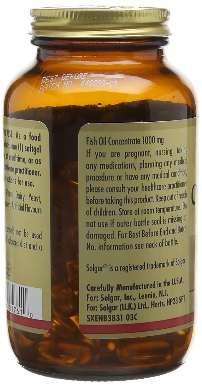 Solgar Fish Oil Concentrate 1000 mg Softgels - Pack of 120 - Supports Normal Functioning of Heart, Brain Function and Vision - Daily Wellbeing - Gluten Free