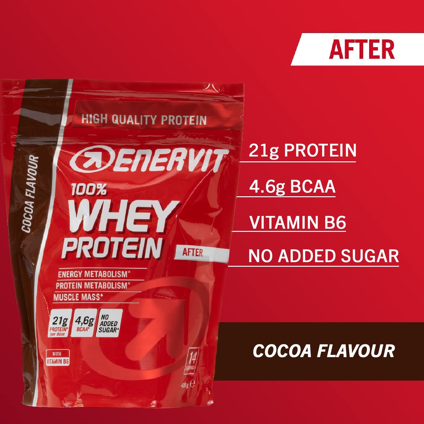 Enervit 100% Whey Protein, Cocoa, 420g
