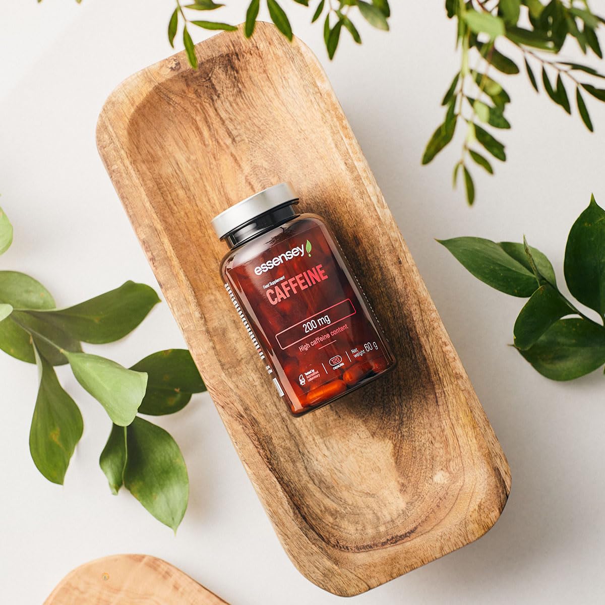 ESSENSEY Essensey Caffeine 200mg Capsules - High Dose of Caffeine - Added Grapefruit Extract 50mg - Energise Your Day with a Natural Boost of Physical and Mental Performance - Dietary Supplement - 120 capsules