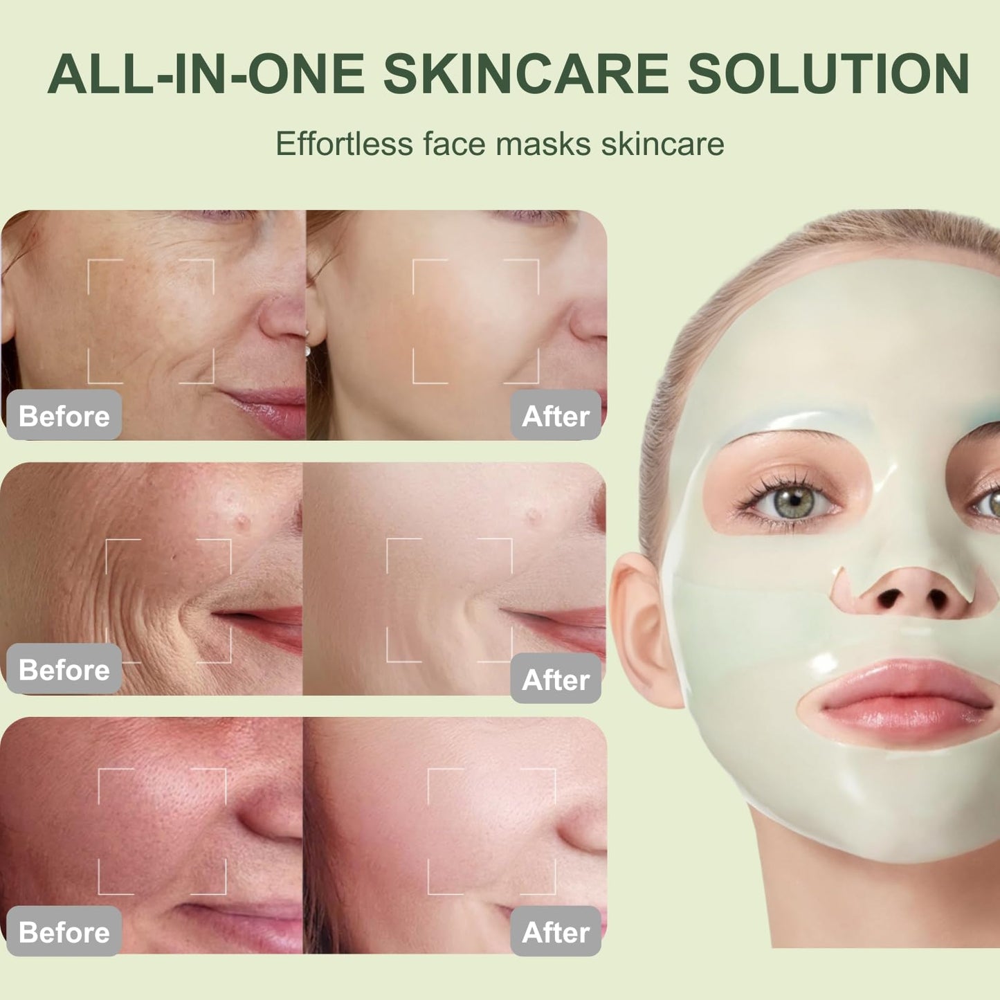 Shefave 6 Pack Heartleaf Collagen Face Mask, Soothing Overnight Face Mask for Glass Skin, Hydrating Sheet mask, Calming Hyaluronic Acid Mask for Redness&Anti Wrinkles, Korean Skin Care for Sensitive Skin