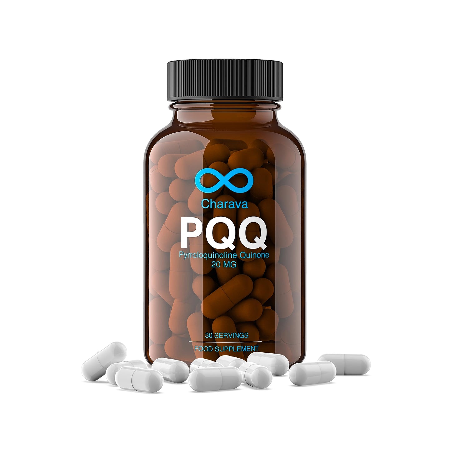 Charava PQQ 20mg - 30 Servings - 99%+ Highly Purified and Highly Bioavailable - Pyrroloquinoline Quinone Supplement - 30 Capsules