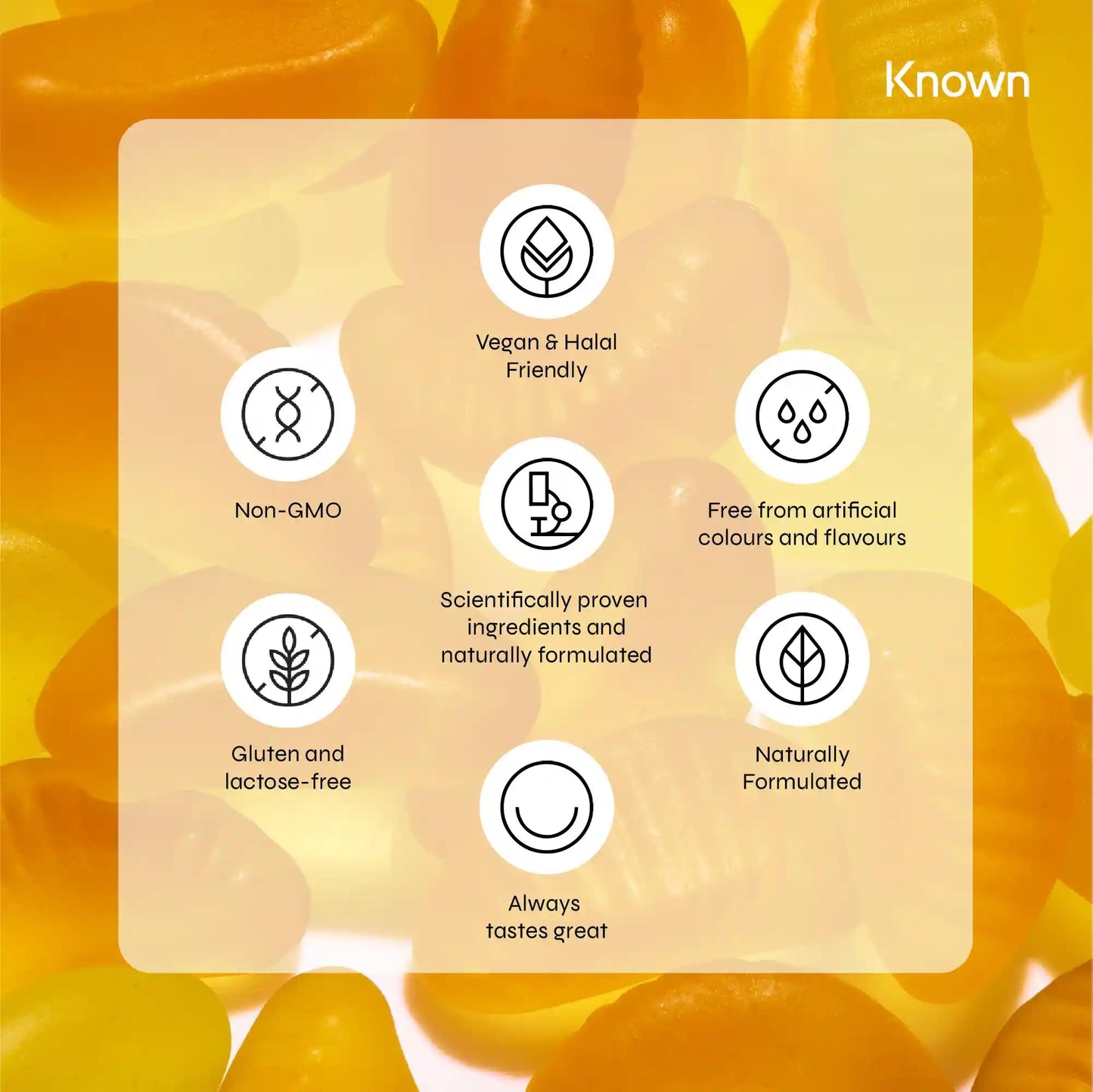 Clear Skin Gummies by Known Nutrition | Natural Support for Sensitive & Acne-Prone Skin | Delicious Natural Orange Flavour | 60 Two-a-Day Vegetarian Vitamin Gummies (One Month’s Supply)