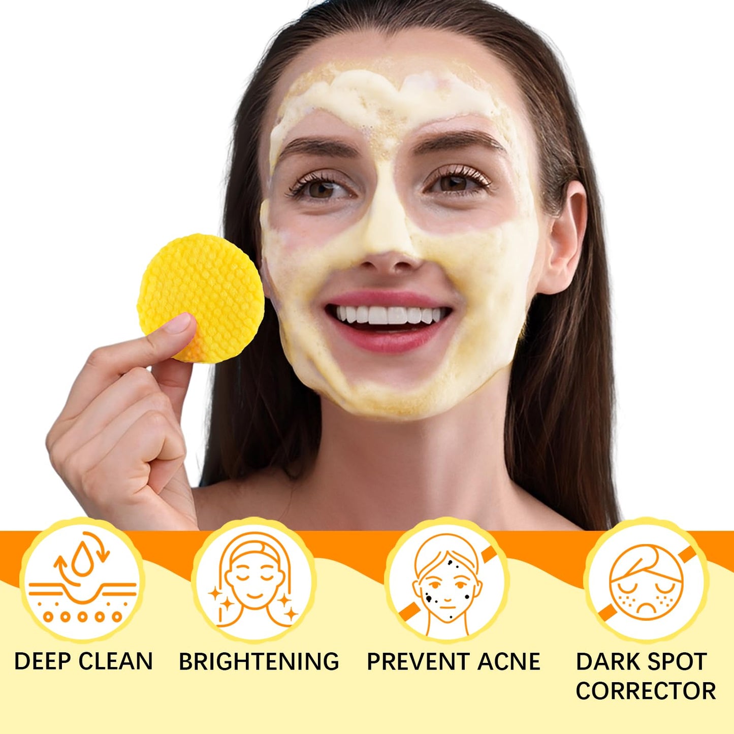 Generic Turmeric Kojic Acid Cleaning Pads, 60Pcs Turmeric Exfoliating Pads, Deep Clean Pores, Remove Excess Keratin, Helps Balance Skin Oil And Water, Unclog Pores, Improved Acne Scars and Dark Spots