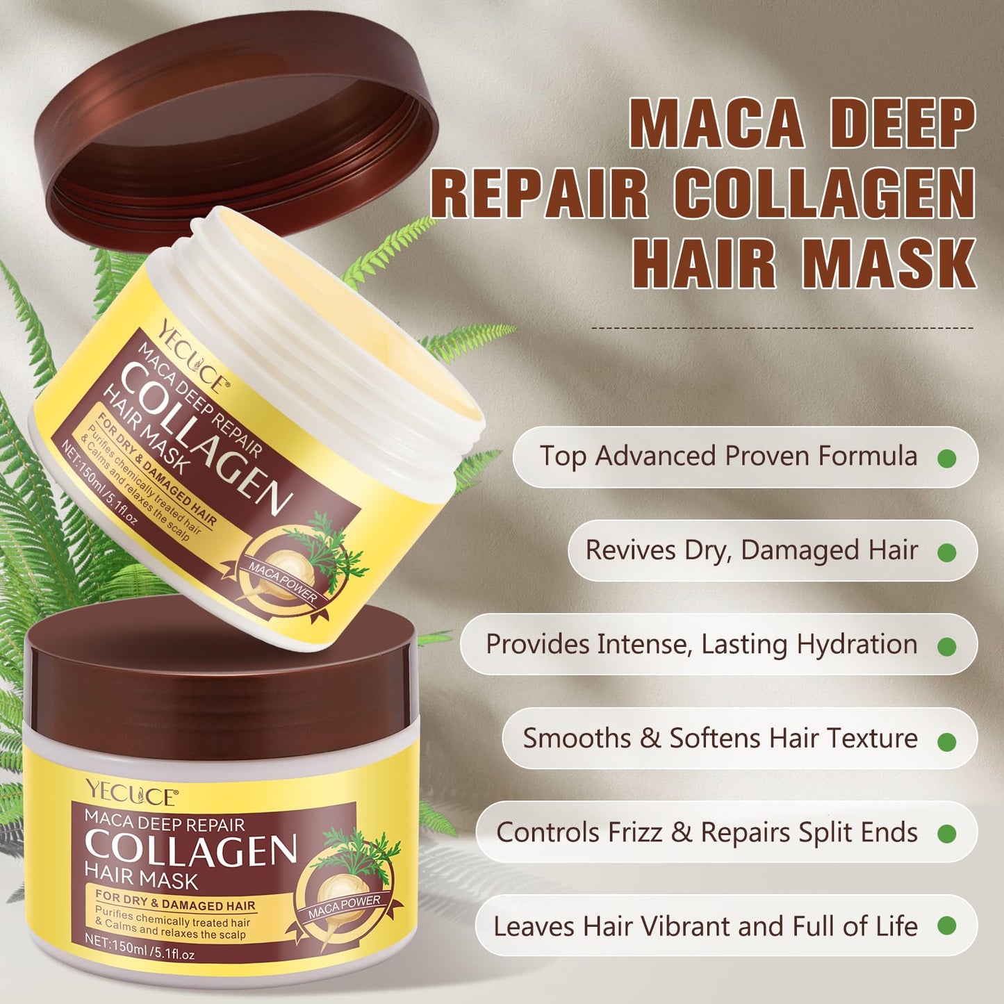Frovetani Collagen Hair Mask Deep Repair Conditioning, Hair Treatment Mask Calms and Relaxes the Scalp, Hair Mask with Argan Oil for Dry Damaged Hair All Hair Types, Nourish and Moisturize Hair & Scalp