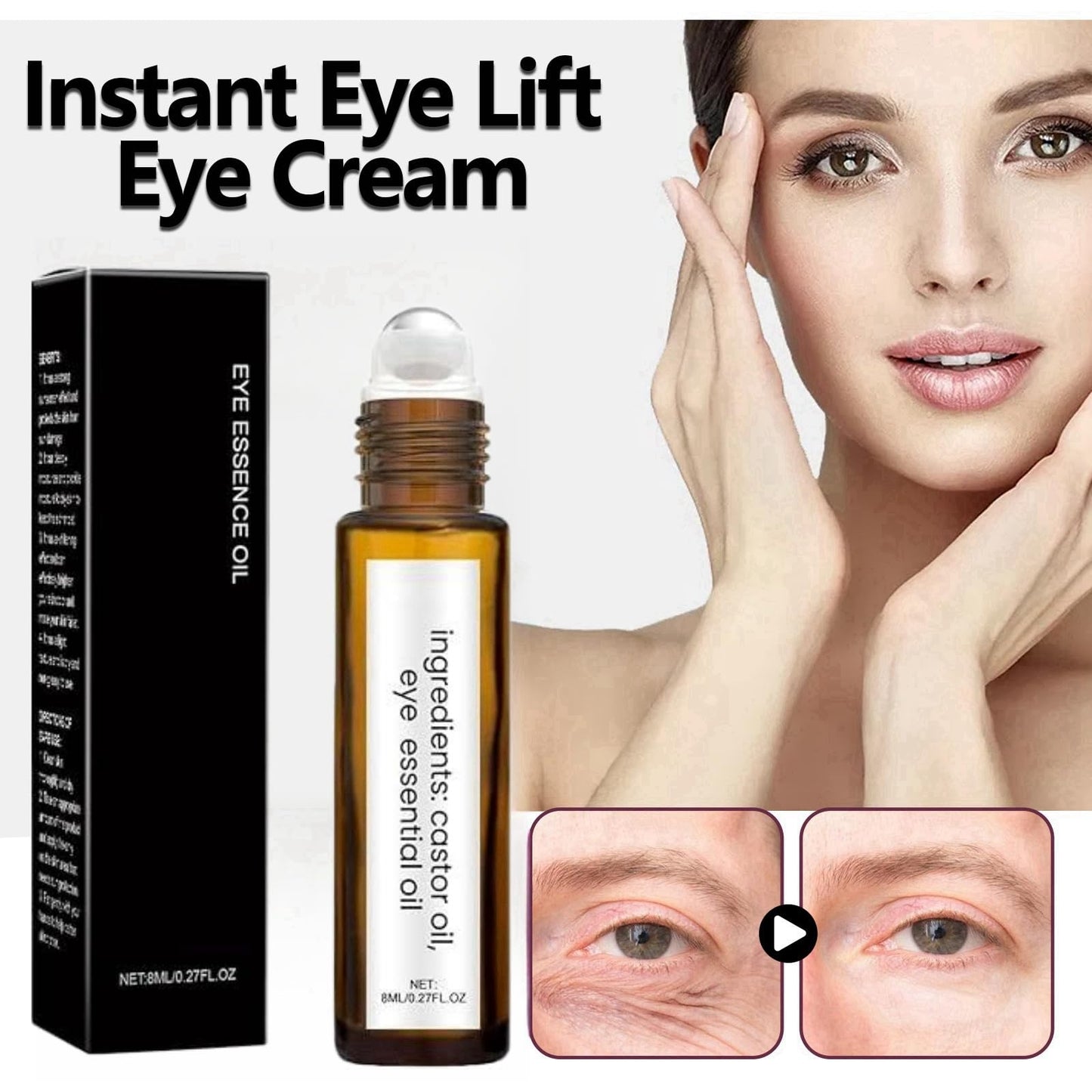 Jinjiar Rollerball Castor Oil,Castor Oil and Frankin-Cense Eye Roller,Dark Circles Under Eye Treatment Women,Eye Rollerball for Eyes,Eye Cream for Dark Circles and Puffy Eyes,Eye Gel,Eye Cream for Wrinkles