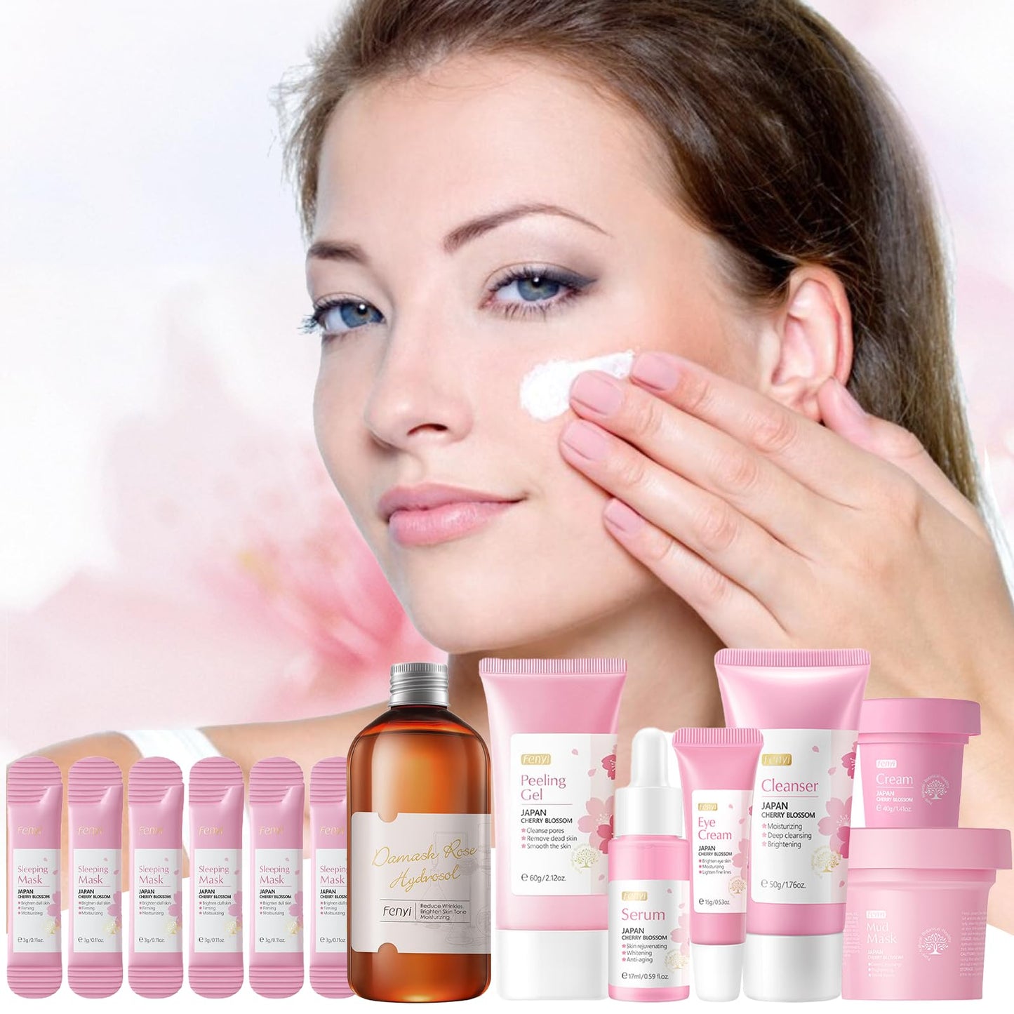 Leogony 13pcs Skincare Set for Teenagers Girls Kids, Cherry Blossom Gifts Skin Care Sets & Kits