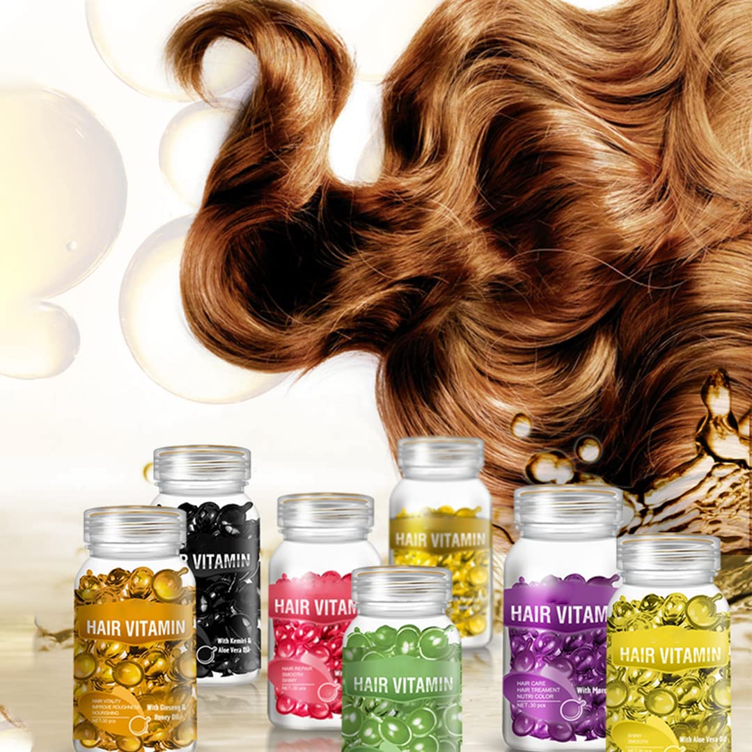 gowwimHair Vitamin Serum Capsule,Hair Treatment Serum,Argan Macadamia Avocado Oil,Deep Care Repair Damaged Hair,30 PCS