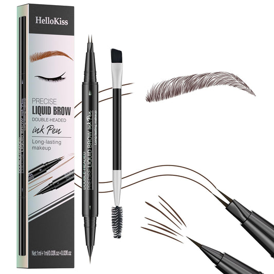 CTUBLIAUNX Eyebrow Pencil Dark Brown, Smudge-proof Eyebrow Pencil with 2 Fork Tip and Precise Brush-Tip, Waterproof Eye Brow Pen Instantly Creating Natural 3D Beauty Brow for Makeup Starter
