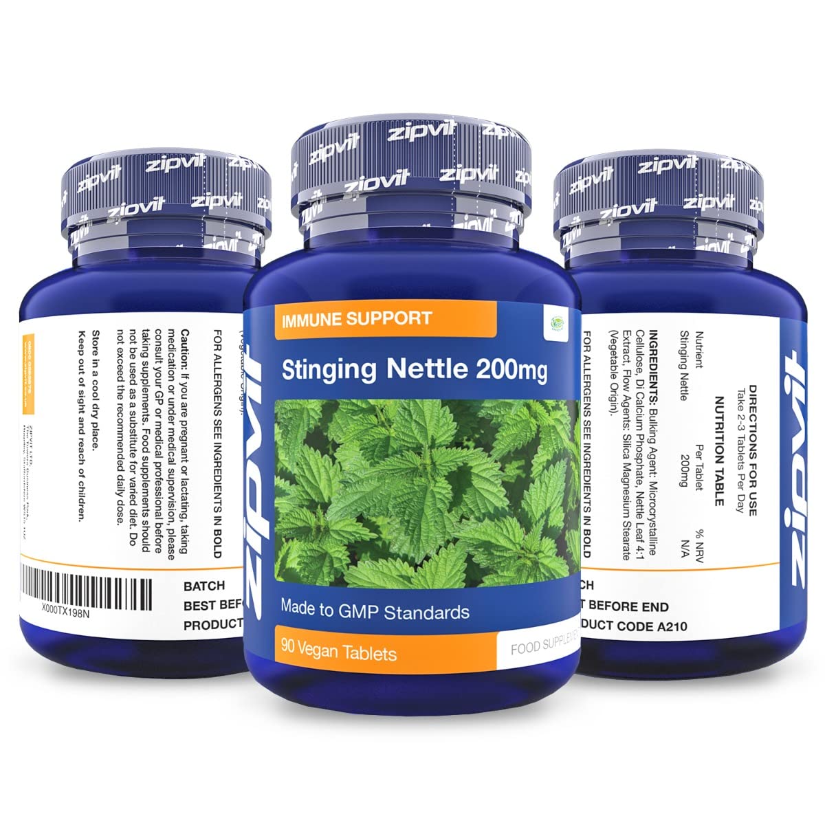 Stinging Nettle 200mg, 90 Vegetarian Tablets. Potent Antioxidant.