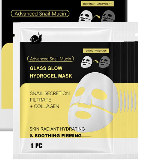 IZBEAUVO Snail Mucin Glass Glow Hydrogel Face Masks Skincare, Overnight Collagen Face Mask, Snail Mucin Serum Mask, Glass Skin Face Mask, Korean Face Mask For Hydration Boost,Radiant,Smooth,Firm,6EA Sheet Mask