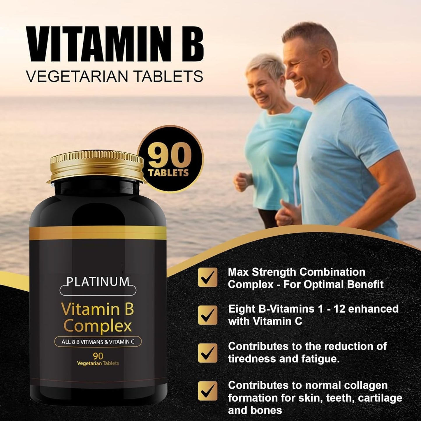 Generic Vitamin B-Complex Tablets, Ultra, 90 Tablets.