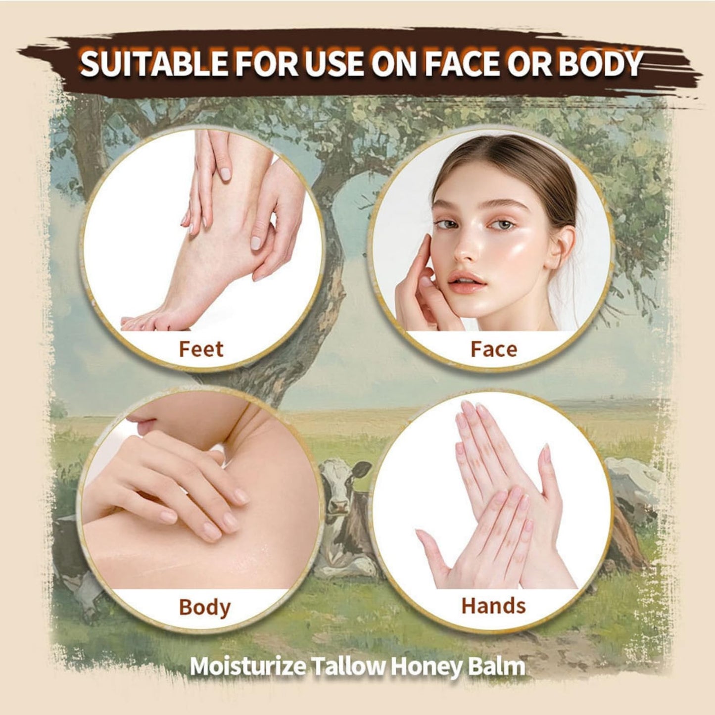 Cureluxe Natural Organic Beef Tallow Cream,Tallow Face Cream with Grass Fed Beef Tallow,Honey,Castor Oil,Tallow and Honey Balm for Face&Body,Beef Tallow for Skin,Deeply Nourishing Beef Tallow Moisturiser
