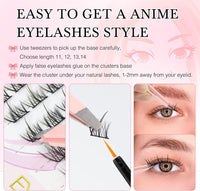 EMEDA Cluster Lashes 70 Pcs DIY False Eyelashes Anime C Curl Individual Lashes12mm Manga Lashes DIY Eyelash Extensions Thin Band Natural Cluster Lash Kit (12mm)