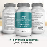 Hey Nutrition Thyroid Complex Supplement - Copper, Iron, Zinc, Selenium, Vitamin B Blend - Advanced Thyroid Function - 60 Capsules/30 Servings - Non-GMO, Vegan