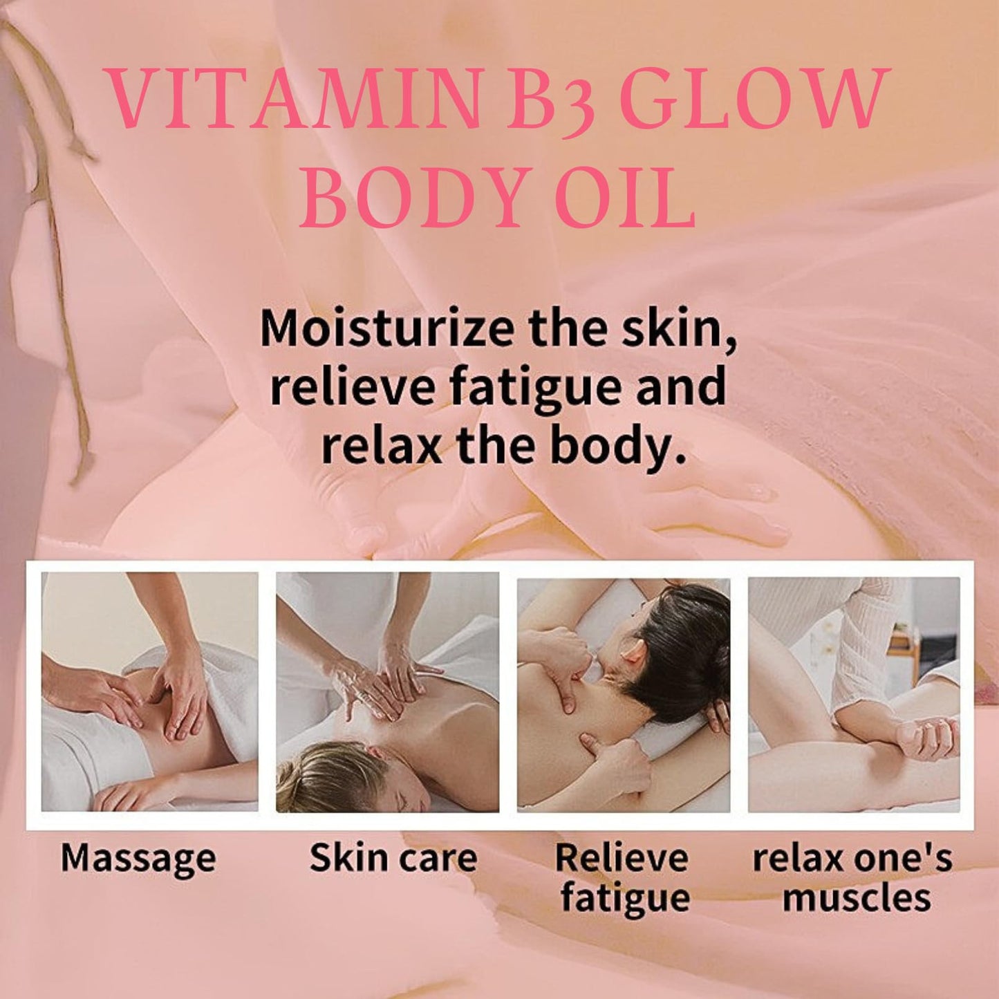 Vitamin B3 Body Oil Gel, Essential Oils for Dry Skin, Body Oil for Women & Girl, Massage Oil for Face & Body Skin Care, Daily Brightening Body Lotion Gel Hydrating, Brightening & Gua Sha