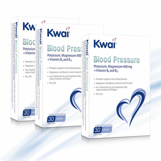 Kwai Blood Pressure | Tablets I Potassium to Support Normal Blood Pressure | Magnesium and Zinc contribute to Normal Muscle Function (incl Heart Muscle) | 90 Tablets