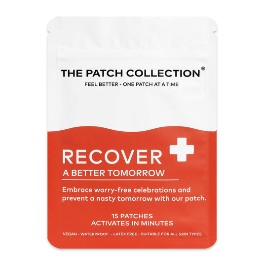 The Patch Collection® - Party Recovery & Relief Patch for a Night Out, Plant Powered, Sustained Release with NAC, Vitamin B1, B2, B3, Turmeric, 100% Natural & Vegan, Latex Free (Pack of 15)