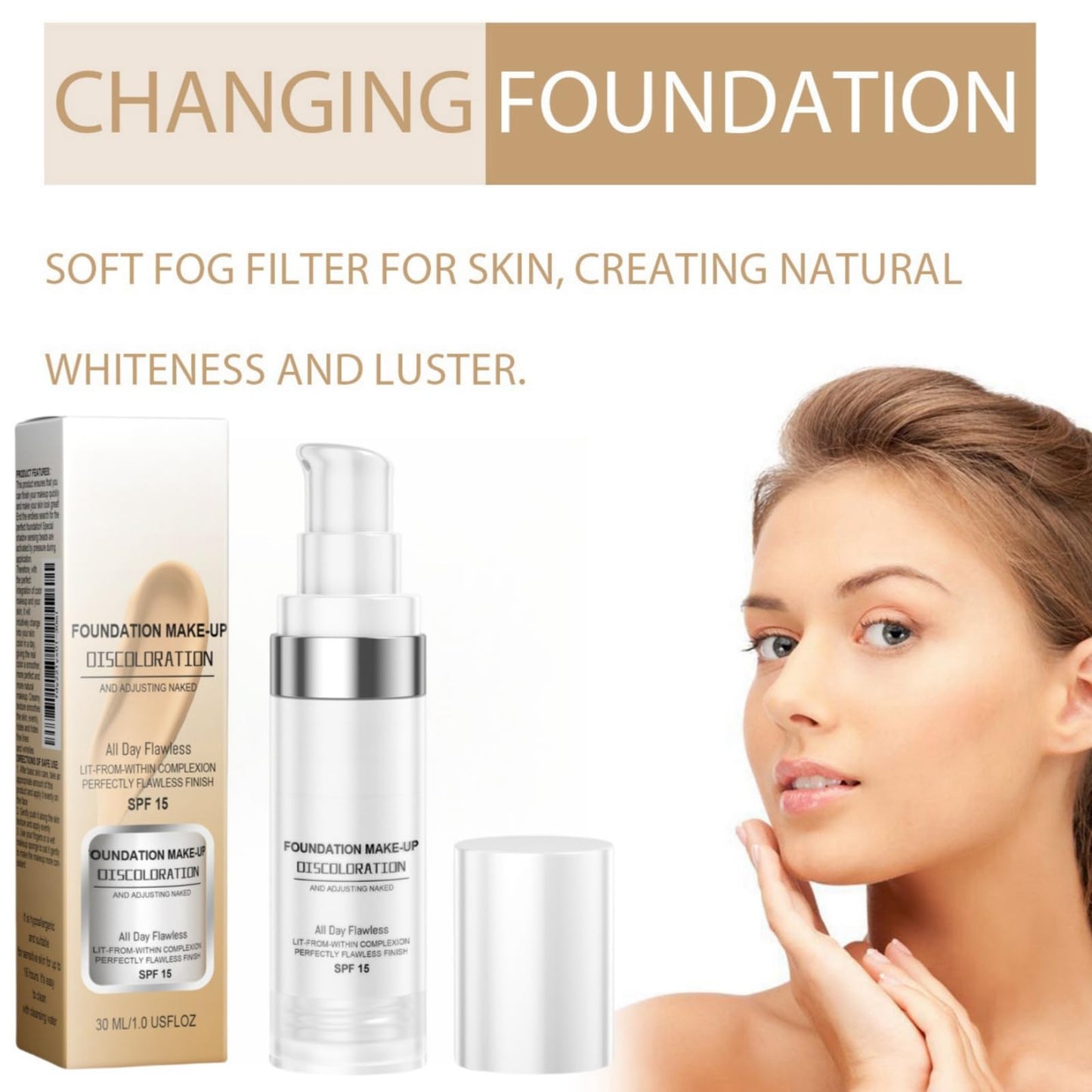 Siyinzu Colour Changing Foundation,Colour Changing Mature Skin Foundation,Foundation Colour Changing,Long-Lasting Makeup Fou-ndation for Mature Skin,Waterproof Moisturising Fou-ndation
