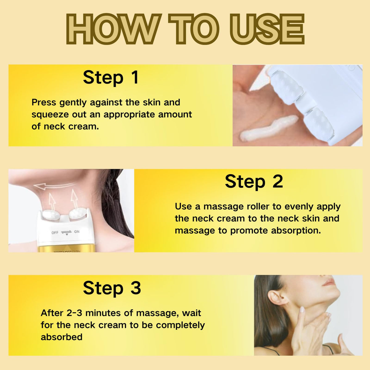 TBeautfave AH-8 Firming Neck Cream, Neck Firming Cream with Double Massage Roller, Tighten and Lift Neck Cream for Sagging Skin, Double Chin Reducer, Fade Fine Lines & Anti-Wrinkle, Moisturizing