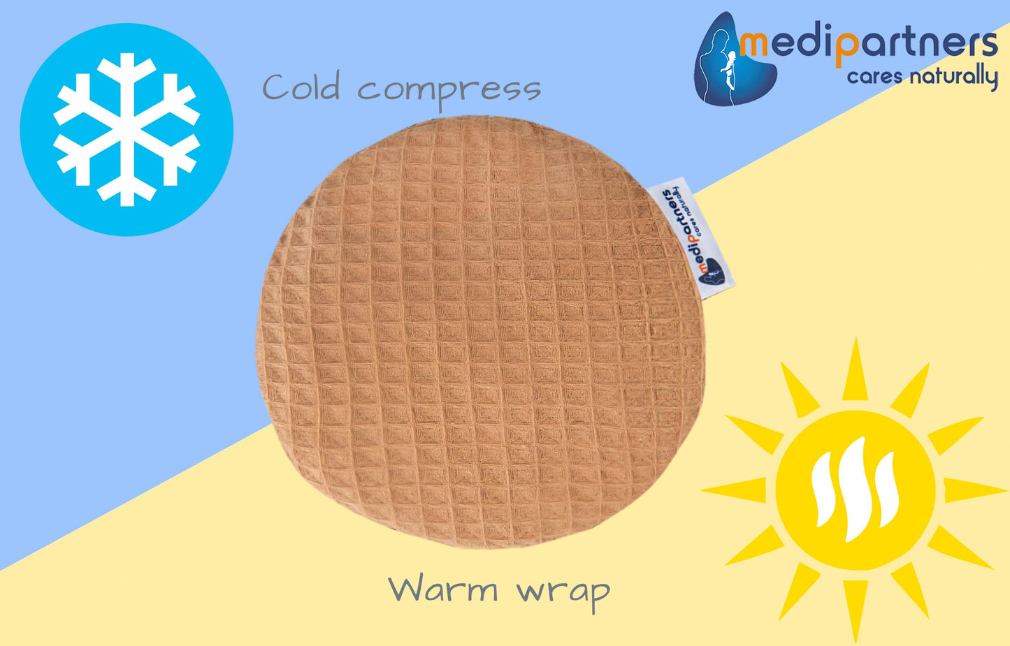 Medi Partners Cherry Stone Cushion Heat Pillow for Babies 180g Round 15cm Eco Natural 100% Cotton Heat and Cold Therapy Massage Therapy (Brown)
