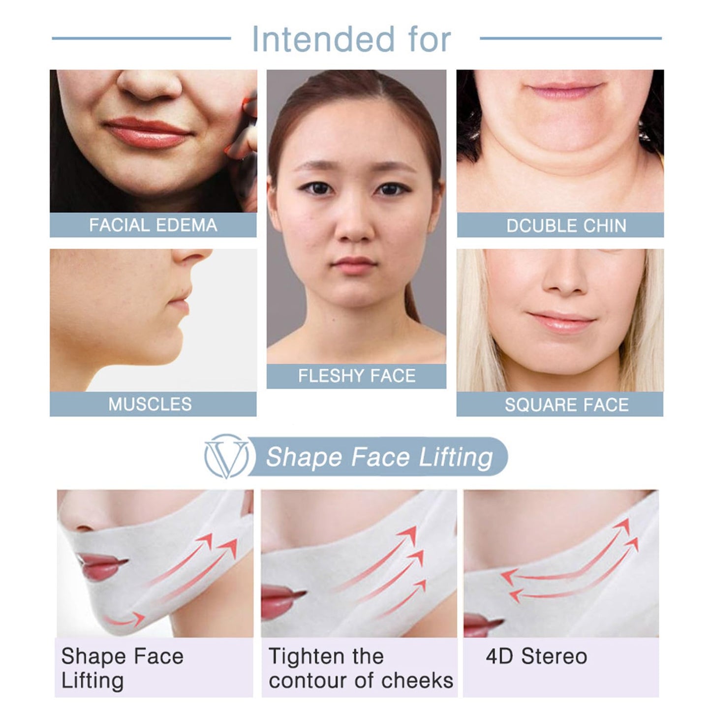 3-Pack V Line Face Lifting Chin Mask, V Edge Patches Face Lift & Sculpt Chin Lift Mask – Anti-Sagging V-Shape Treatment | Visible Firming For Jawline & Neck | Hydrate & Smooth Skin Texture