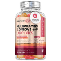 Multivitamin for Kids - 120 Natural Raspberry & Orange Flavour Chewable Gummies (2 Month Supply) - Low-Sugar Kids Vitamins Multivitamins with Zinc & Omega 3, 6 & 9 - Vegetarian Vitamins for Kids